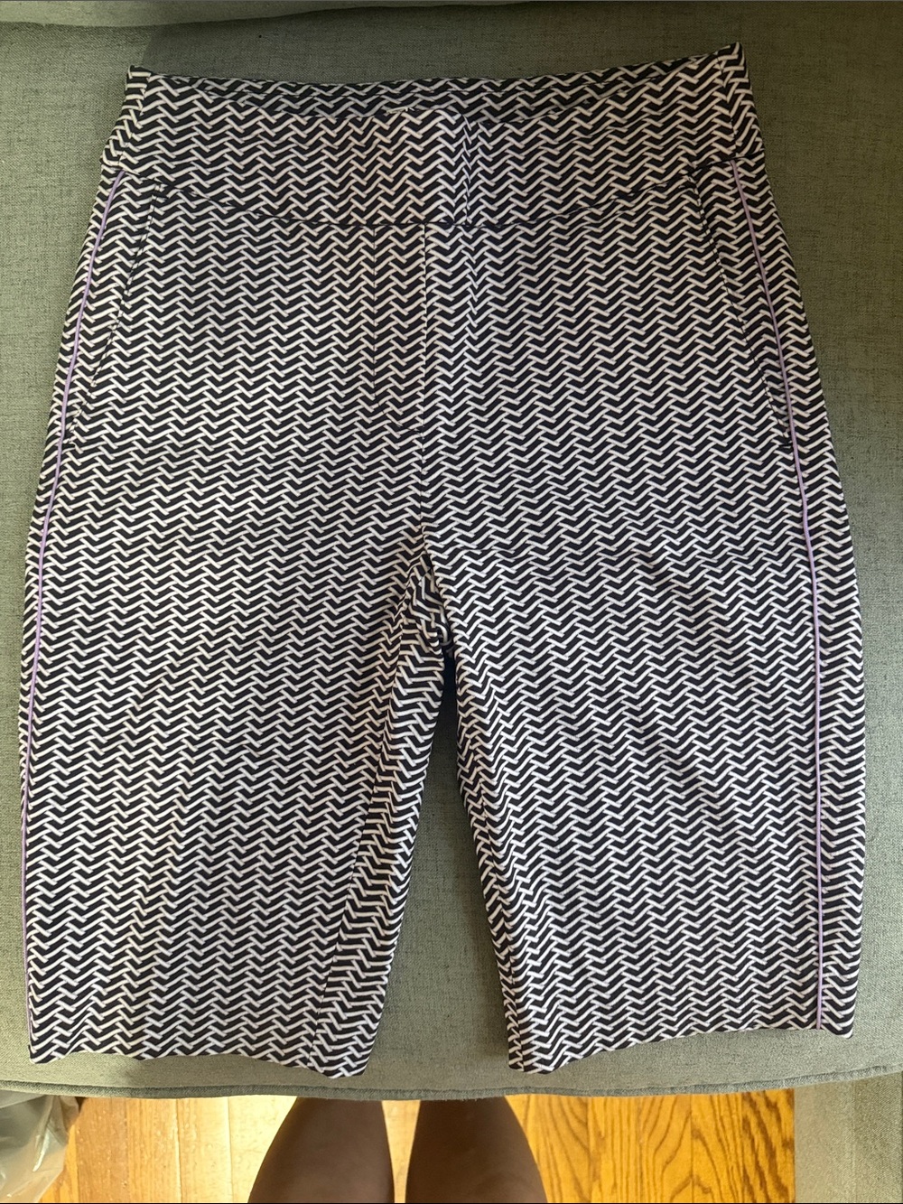 Black and White Geometric Knee-Length Shorts